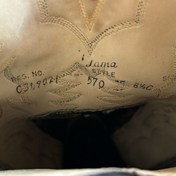 Vintage TONY LAMA Black Exotic Western Dress Boots Full Quill Ostrich Size 8.5C - Picture 7 of 10